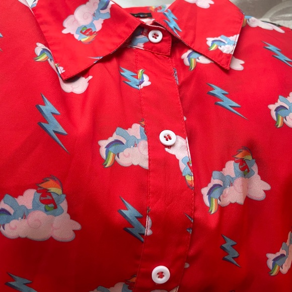 Red button down with Fun Print - Picture 2 of 3